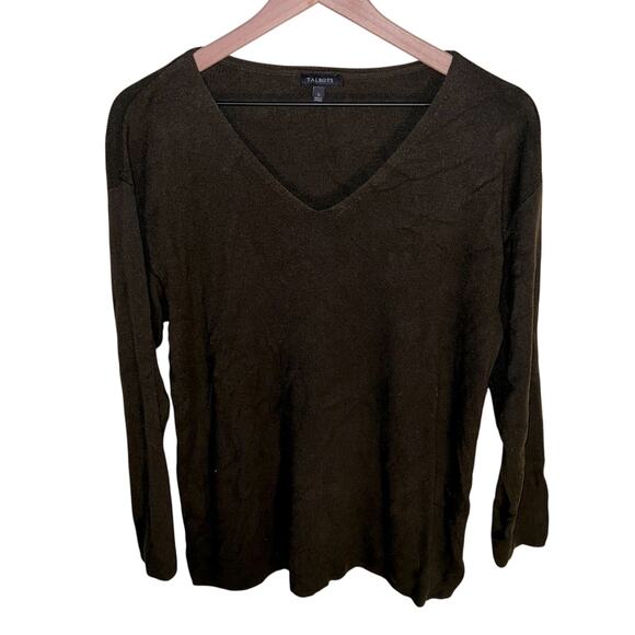 Talbots Sweaters - TALBOTS vneck Forrest green sweater L